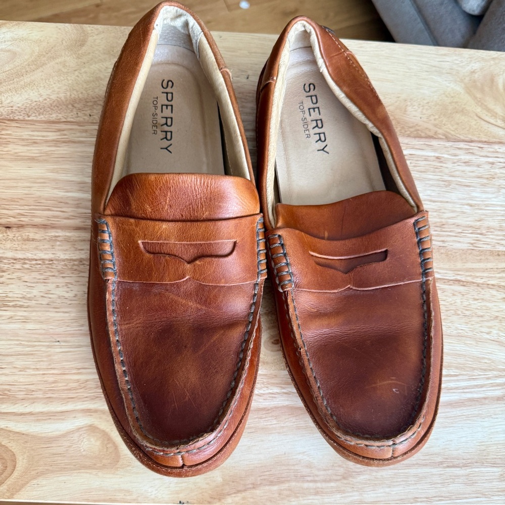 Sperry Hampden Penny Driving Loafer‎ Men's Tan Leather Slip-On New.